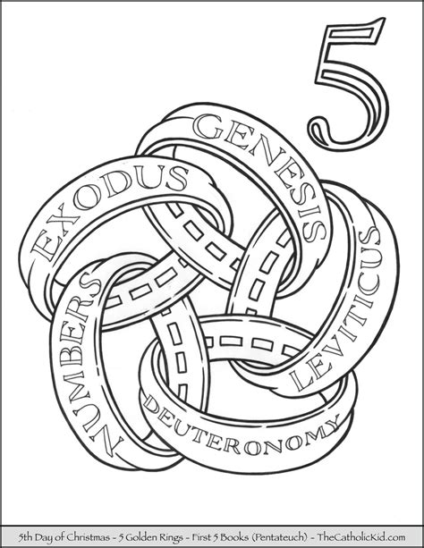Fifth Day Ofmas Five Golden Rings Coloring Page Days Pages Printable