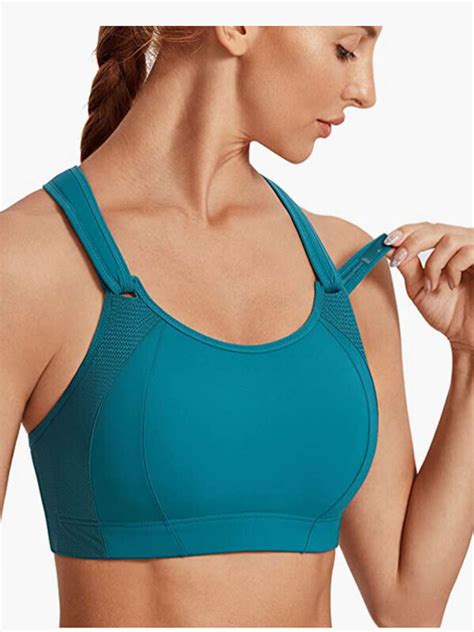 Syrokan Women S Sports Bra Front Adjustable High Impact Support Padded