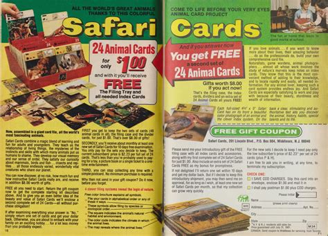 “the Worlds Great Animals Come To Life” Safari Cards 1976 1986