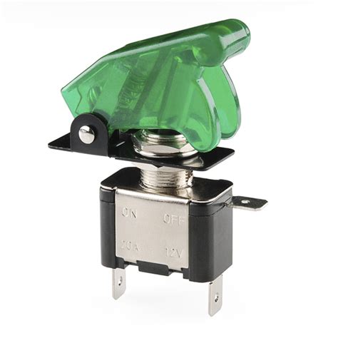 Illuminated Toggle Switch With Cover Green