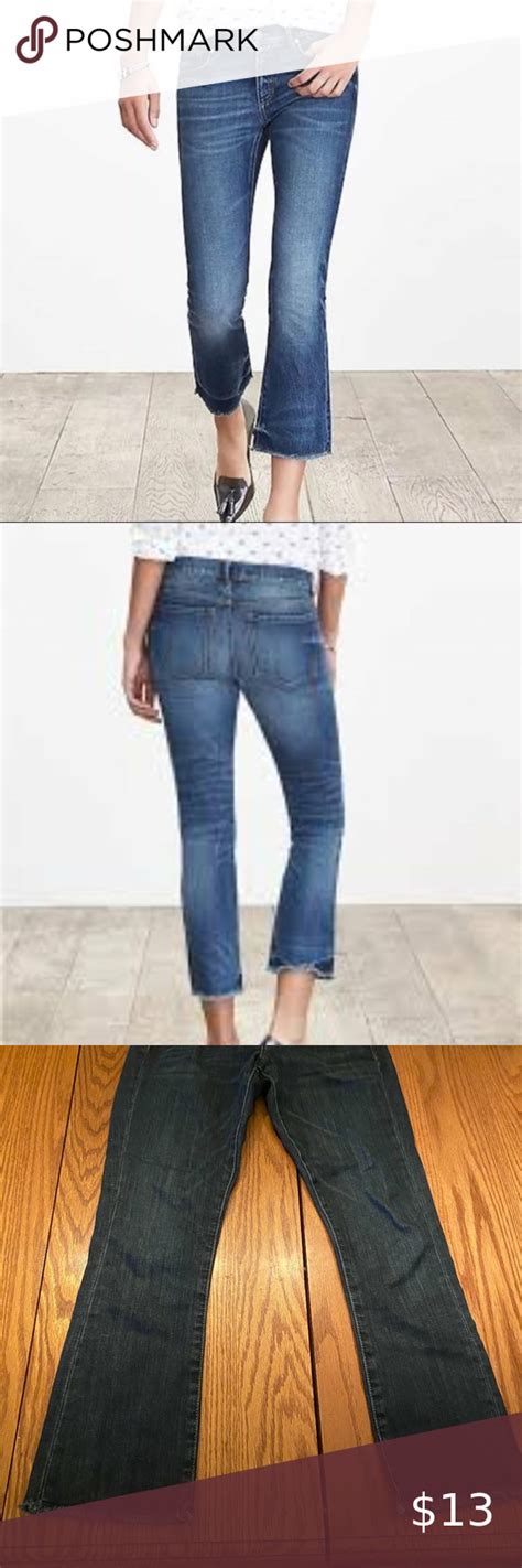 Banana Republic Cropped Flare Jeans Raw Hem Fray Cropped Flare Jeans