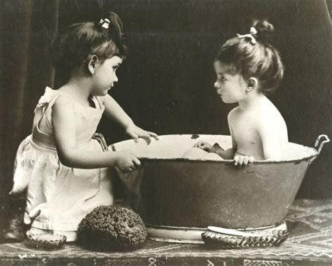 Young Twin Sisters At Bath Time Circa 1915 Bath Girls Tin Tub Bath Time Fun