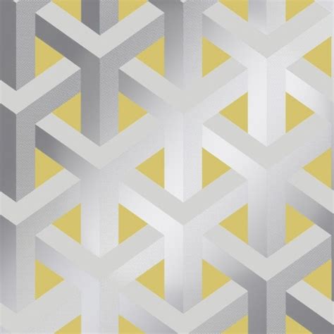 Structure Geometric Wallpaper Grey Yellow Wallpaper