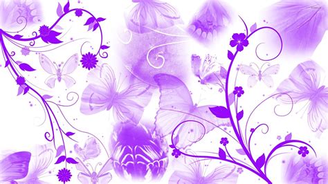 Purple Butterflies And Swirling Flowers Wallpaper Digital Art
