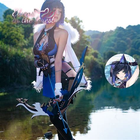 Genshin Impact Yelan Cosplay Costume Blue Wig Anime Female Water Assassin Game Full Costume
