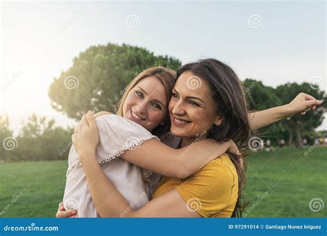 Beautiful Women Smiling And Having Fun Stock Photo Image Of Lesbian