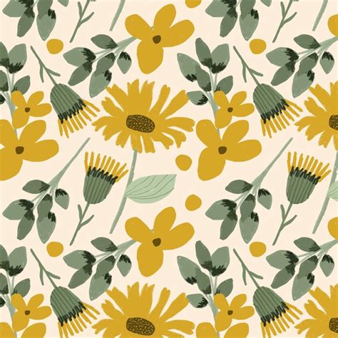 Premium Vector Yellow Floral Seamless Pattern