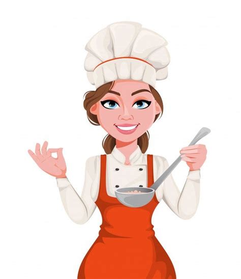 Premium Vector Beautiful Young Chef Woman Pretty Cook Lady
