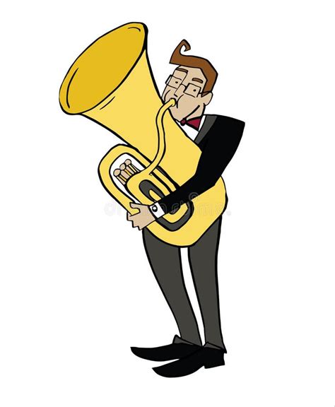 Cartoon Tubist Musician Playing A Tuba Stock Vector Illustration Of