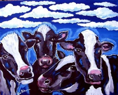 Cows Whimsical Folk Art Painting By Reniebritenbucher On Etsy