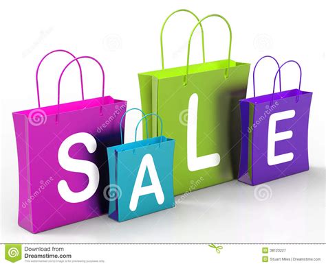 Sale On Shopping Bags Shows Bargains Stock Illustration Illustration
