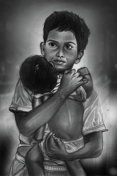 Poor Street Boy Drawing By Mondeep Hazarika Fine Art America