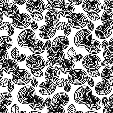 Abstract Floral Seamless Pattern With Roses Trendy Hand Drawn Textures