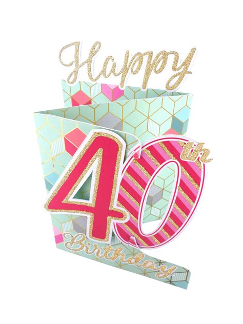 40th Birthday Female 3d Cutting Edge Birthday Card Cards