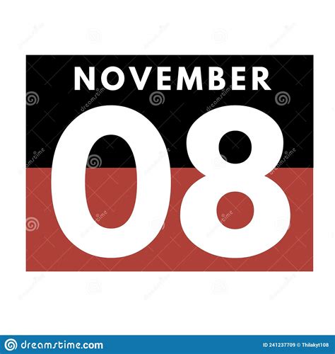November 8 Flat Daily Calendar Icon Date Day Month Stock