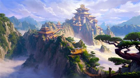Chinese Fantasy Castle Wallpaper Backiee