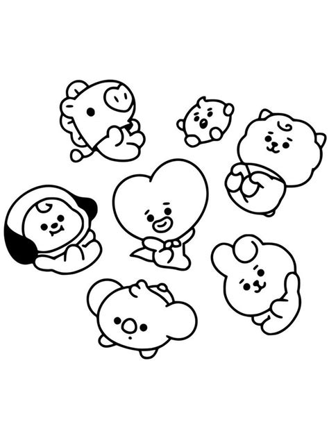 Bt21 Coloring Pages Cute Easy Drawings Cartoon Coloring Pages