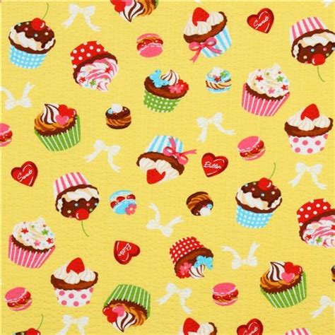 Japanese Cosmo Fabric Cupcakes Macaroons Yellow By Cosmo Modes4u