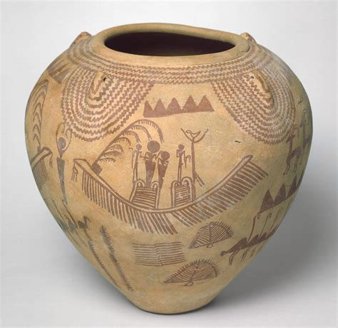 Decorated Ware Jar Depicting Ungulates And Boats With Human Figures
