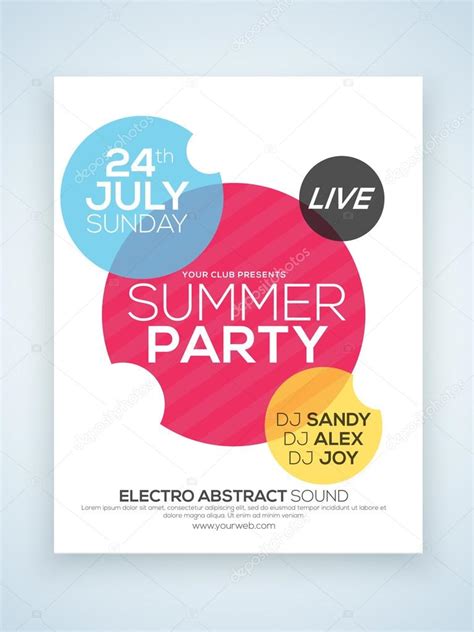 Summer Party Celebration Flyer Or Template — Stock Vector