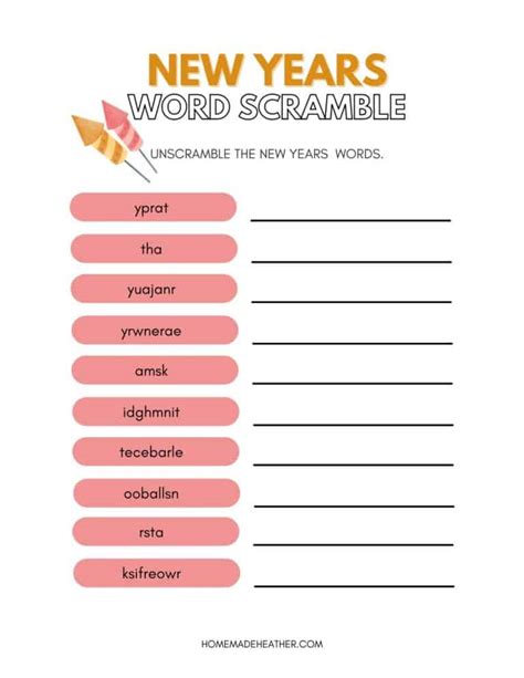 New Years Eve Word Scramble Printable Homemade Heather