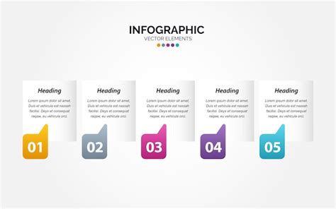 Free Vector 5 Step Useful Banners For Horizontal Infographic