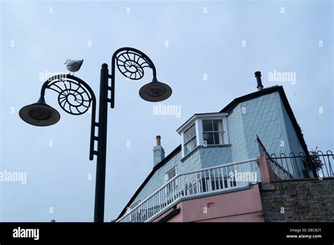 An Old Lamp On Lyme Regis Sea Front Stock Photo Alamy
