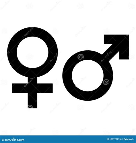 Male And Female Gender Symbol Simple Black Flat Icon With On White