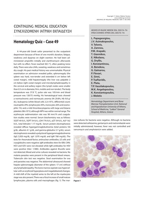 Pdf Hematology Quiz Case 49