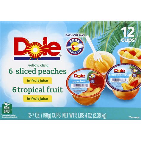 Dole Sliced Peachestropical Fruit Yellow Cling In Fruit Juice 12
