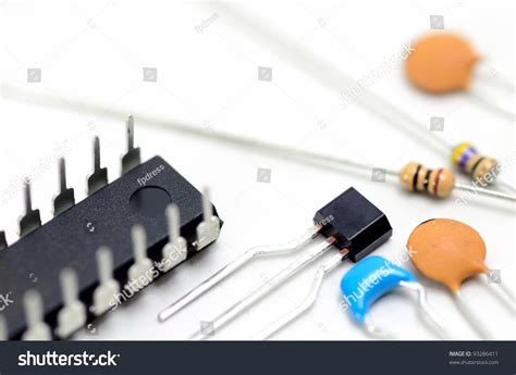 Electronic Components Capacitors Resistors Transistors Ic Stock Photo