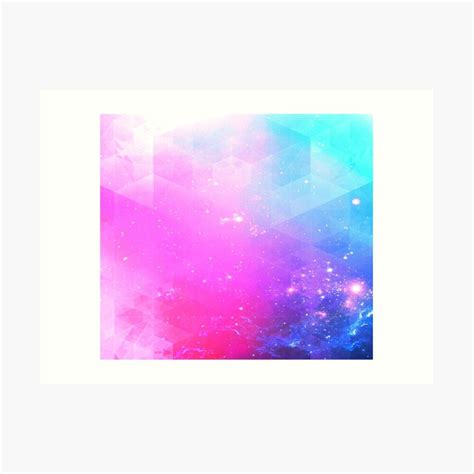 Blue Pink Outer Space Galaxy Stars Art Print By Creationtz Art