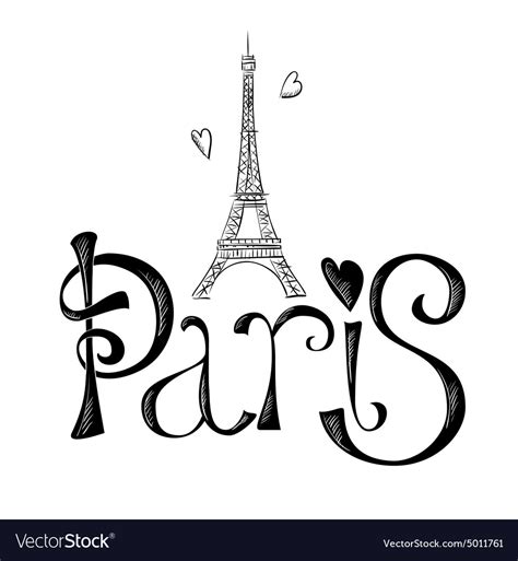 Hand Drawn With Eiffel Tower Paris Royalty Free Vector Image