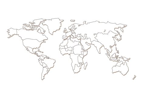 Biała Mapa Konturowa świata W Stylu Linearnym Kraje Graniczne
