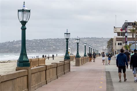 Mission Beach Boardwalk Seawall And Lamppost Reconstruction Is