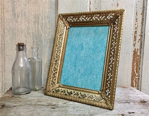 Vintage 5x7 Embossed Ornate Gold Metal Picture Frame Photo Etsy