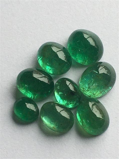 Natural Emerald Gemstones Emerald Cabochon 8 Pieces Lot 1950 Etsy