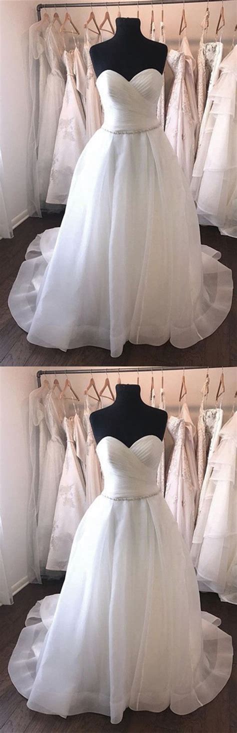 Pleated Sweetheart Crystal Beaded Sashes Organza Wedding Dresses Ball
