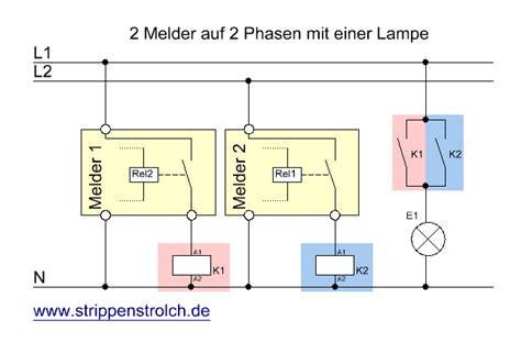 Schaltplan zwei bewegungsmelder für eine lampe / anleitung kreuzschaltung anschliessen mit schaltplan. Der Strippenstrolch - Zwei Melder auf zwei Phasen