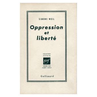 Oppression et liberté Simone Weil Achat Livre fnac