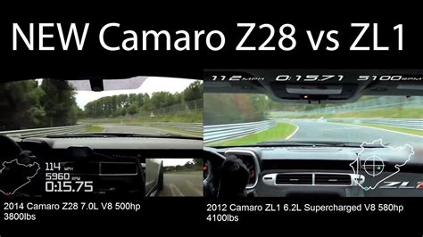 New Camaro Z28 Vs Camaro Zl1 On Nurburgring Youtube