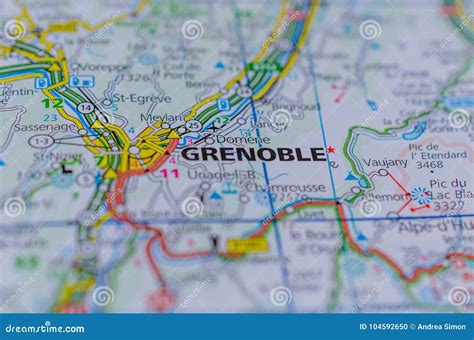 Grenoble En Mapa Foto De Archivo Imagen De Municipio 104592650