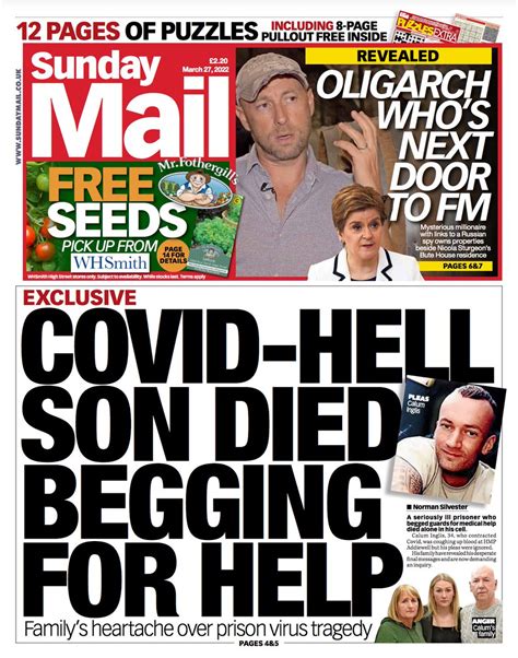 Sunday Mail Front Page 27th Of March 2022 Tomorrows Papers Today