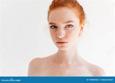 Close Up Portrait Of Beauty Naked Ginger Woman Stock Photo Image Of