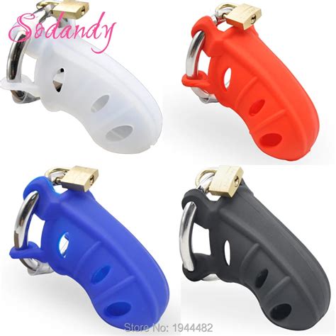 Sodandy 2017 Male Chastity Silicone Penis Sleeve Chastity Device Penis Cover Locking Cock Cage