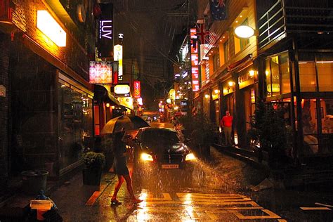 Rainy Night In Itaewon Seoul