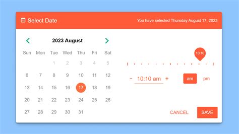 Custom Date And Time Picker Using Html Css And Javascript