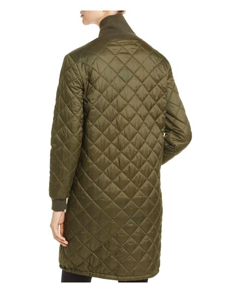 Barbour Ebbertson Long Quilted Coat In Olive Green Lyst