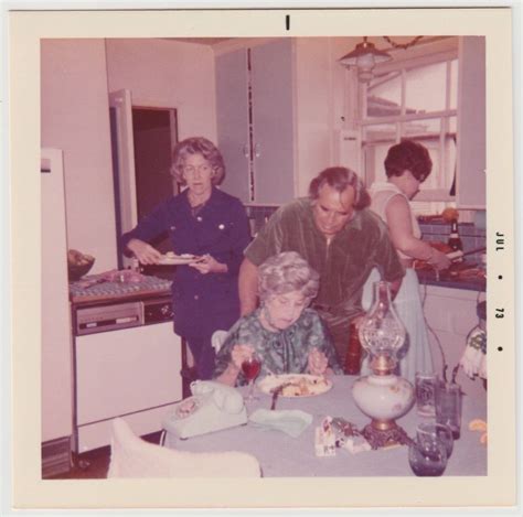 Square Vintage 70s Photo People Cooking In Kitchen Senior Woman Eating
