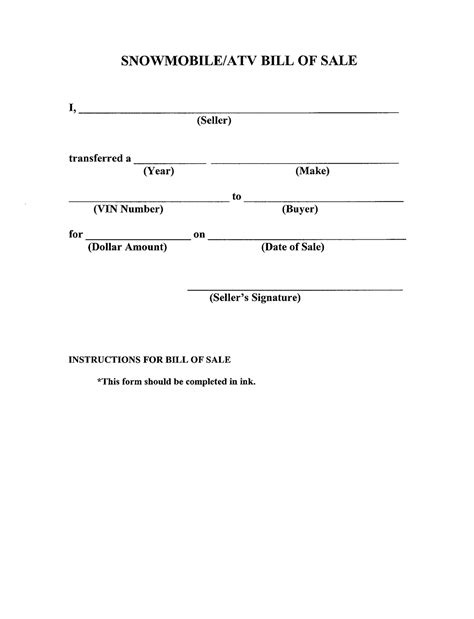 Free Printable Bill Of Sale Templates Form Generic